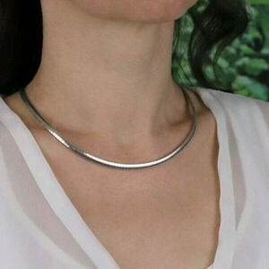 Sterling Silver Omega Necklace 16 inch Choker Necklace